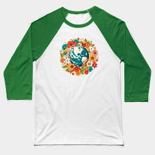 Floral Earth Love Tee – Eco-Friendly Earth Day T-Shirt Baseball T-Shirt